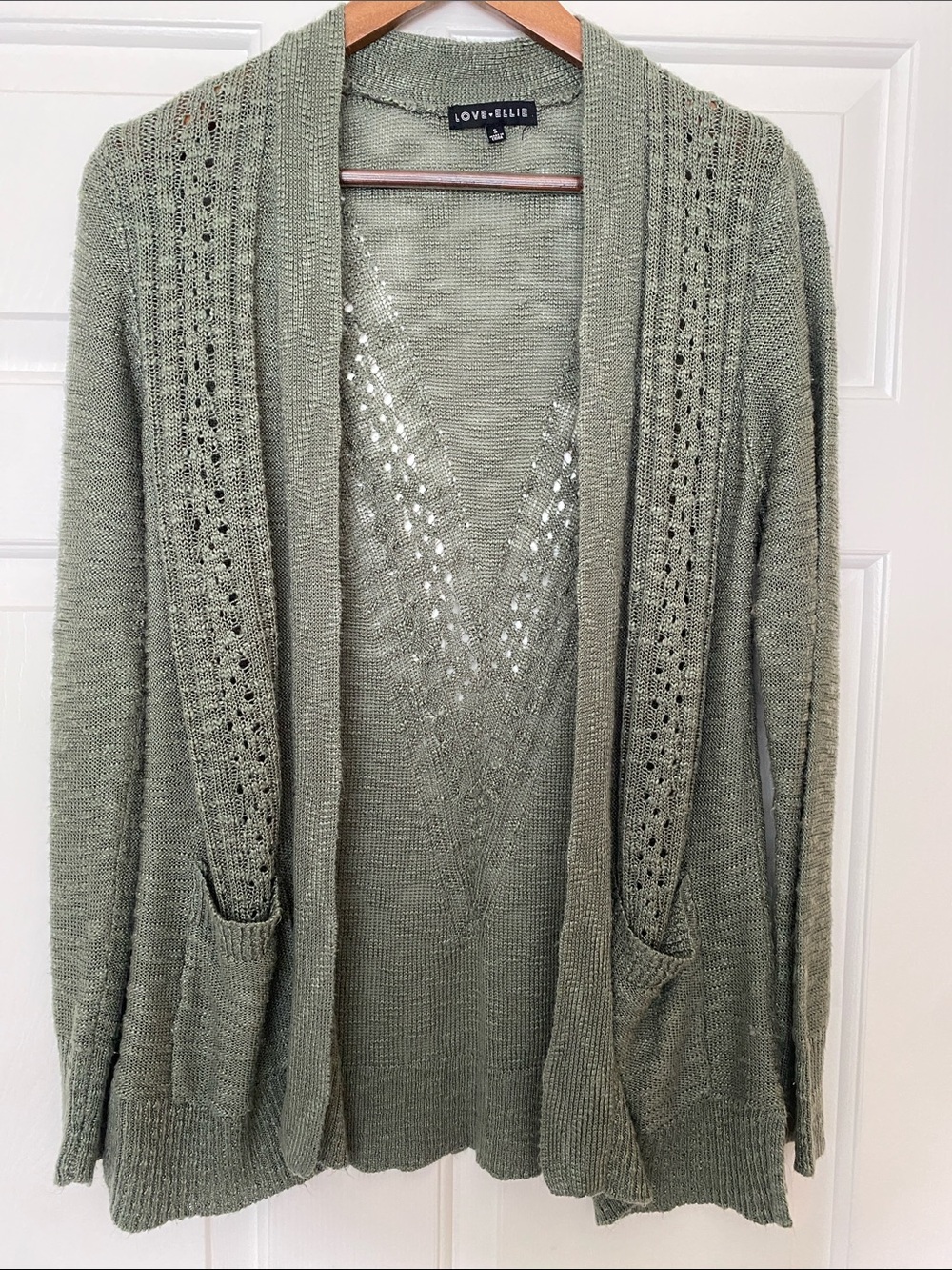 Sage Open-Front Knit Cardigan